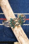VINTAGE FRED HARVEY STYLE TURQUOISE CLUSTER SILVER BANGLE 