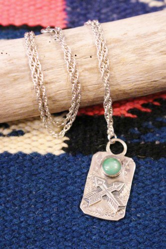 VINTAGE FRED HARVEY STYLE CROSS ARROW TURQUOISE SILVER PENDANT