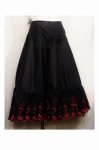 50'S FLOWER EMBROIDERED FRILL EDGE PETTICOAT SKIRT (BLK/RED)