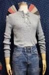 <img class='new_mark_img1' src='https://img.shop-pro.jp/img/new/icons43.gif' style='border:none;display:inline;margin:0px;padding:0px;width:auto;' />70'S SHIP'N SHORE LACE UP RIB KNIT TOPS (GRN/WHT)