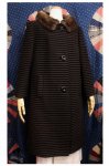 50'S SEARS MINK FUR COLLAR BORDER WOOL COAT (BLK/BRN)