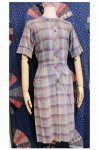 60'S INDIA MADRAS ROLL SLEEVE DRESS (S.NVY/S.GRN/S.RED)