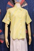 60'S BIAS STRIPE PIN TACK ROLL SLEEVE B.D SHIRTS (YLW/GRN)