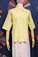 60'S BIAS STRIPE PIN TACK ROLL SLEEVE B.D SHIRTS (YLW/GRN)