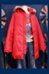 70'S L.L.BEAN REAL FUR HOODED DOWN HALF COAT (RED)