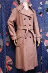 LATE 70'S-80'S TRENCH STYLE WOOL LONG COAT (MADE IN USA・BEIGE/PNK)
