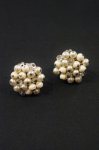 VINTAGE 50'S-60'S PEARL GLASS BEADS CLIP EARRINGS