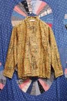 DEAD STOCK 60'S BATIK PRINT LONG SLEEVE B.D BOX SHIRTS (BRN/OD) 