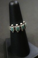 VINTAGE 40'S FRED HARVEY STYLE SQUARE TURQUOISE SILVER RING
