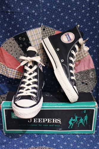 DEAD STOCK 60'S SEARS JEEPERS HI-CUT CANVAS SNEAKERS size 4 (BLK 