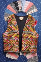 60'S GEOMETRIC CARPET TAPESTRY BUTTONLESS VEST (GRN/PNK/RED/BLE/YLW)