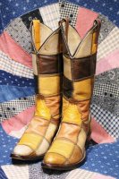<img class='new_mark_img1' src='https://img.shop-pro.jp/img/new/icons43.gif' style='border:none;display:inline;margin:0px;padding:0px;width:auto;' />70'S Lary Mahan PATCHWORK LEATHER WESTERN BOOTS (BRN)