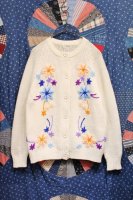 70'S FLOWER EMBROIDERED KNIT CARDIGAN (WHT)