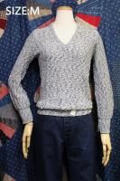 DEAD STOCK LATE 70'S-EARLY 80'S Helen Sue V-NECK CROCHET KNIT TOPS (BLK)