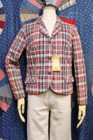 DEAD STOCK 60'S MADRAS CHECK COTTON QUILTING TAILORED JACKET (RED/NVY/WHT)