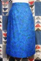 50'S BATIK PRINT COTTON TIGHT SKIRT (BLE/GRN/PPL)