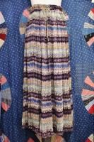 80'S INDIA COTTON CRINKLE PRINTED BOHO MAXI SKIRT (BRN/BLE/BEIGE)