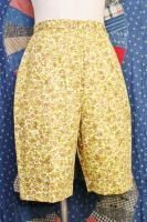 60'S FLOWER AND LION PRINT COTTON SHORT PANTS (WHT/BRN/GRN)