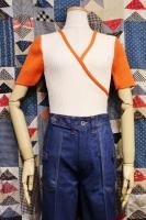 DEAD STOCK 60'S CACHE COEUR STYLE COTTON RIB KNIT TOPS (WHT/ORG)