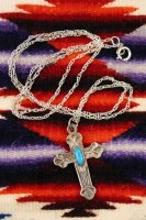 VINTAGE FRED HARVEY STYLE TURQUOISE SILVER CROSS PENDANT