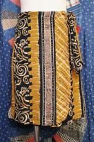 80'S ETHNIC PRINTED PAREO STYLE RAYON SKIRT (BRN/BLK)