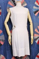 60'S Nancy Greer DOT EMBROIDERED SLEEVELESS DRESS (WHT/S.BLE)