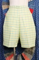 DEAD STOCK 60'S Jeanie by BLUE BELL CHECK SHORT PANTS (WHT/TQ/YLW/GRY)