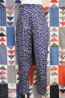 DEAD STOCK 60'S FLOWER PRINT SIDE ZIP CIGARETTE PANTS (NVY)
