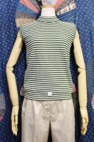 DEAD STOCK 60'S Jay Walkers BORDER SLEEVELESS NYLON TOPS (GRN/WHT)
