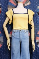 DEAD STOCK 70'S Helen Sue SQUARE NECK WING SLEEVE TOPS (YLW/NVY)