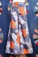 70'S BANDANA & DENIM PATCHWORK PRINT BELL BOTTOM FLARE PANTS