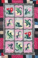 40'S FLOWER PATTERN HOOKED RUG MAT (GRY/PNK/BLK)