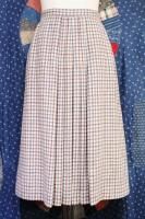 60s JOHN MEYER CHECK CENTER PLEAT WOOL SKIRT (WHT/BGDY/GRY/GLD)