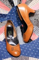 DEAD STOCK 50s ROUND TOE LEATHER PUMPS (CRML) 
