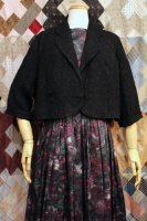 50s CRINKLE FABRIC BUTTONLESS CROPPED JACKET (BLK)