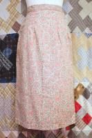 50s-60s FLOWER PRINT COTTON PENCIL SKIRT (GRN/PNK/BRN)