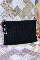 40s CROCHET CORD CLUTCH BAG WITH CARVED LUCITE CHARM (BLK) 