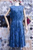 60s Sue Brett BIG PAISLEY SLEEVELESS PLEATED DRESS (S.BLE)