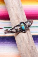 VINTAGE 50'S FRED HARVEY ERA BELL TRADING TURQUOISE SILVER BANGLE