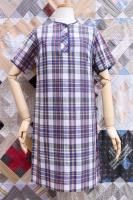 60s INDIA MADRAS HENLEY NECK DRESS (WHT/NVY/GRN/RED/YLW)