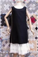 1920s COTTON BATHING SUIT DRESS (BLK/BEIGE/WHT)