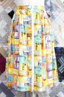 DEAD STOCK 60s FRENCH RIVIERA PRINTED LINEN SKIRT (WHT/ORG/PNK/YLW/P.GRN/BLK)