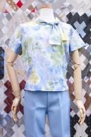 60s BOTANICAL PRINT BOW TOPS (WHT/BLE/GRN/PNK)