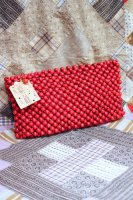 DEAD STOCK 1960s WOOD BEAD CLUTCH BAG (RED)