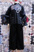 40s DRAGON EMBROIDERED ORIENTAL TOPS & WIDE PANTS SET UP (BLK/YLW) 
