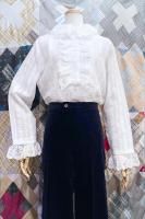 DEAD STOCK 60s Carol Brent LACE FRILL STRIPE BLOUSE (WHT)
