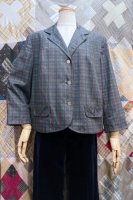 50s CHECK POLISHED COTTON TAILORED JACKET (GRN/PPL)