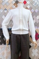 DEAD STOCK 50s-60s Helen Sue TRIM KNIT CARDIGAN (WHT/SLV)