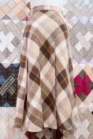 70s CHECK PIN TUCK WIDE PLEATED SKIRT (BEIGE/BRN)