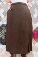 50s Bobbie Brooks CHECK PIN TUCK WIDE PLEATED SKIRT (BEIGE/BRN)